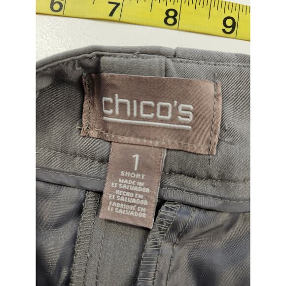 Chicos size 1 short PETITE (8) grey career business casual EUC high rise classy - Picture 4 of 7